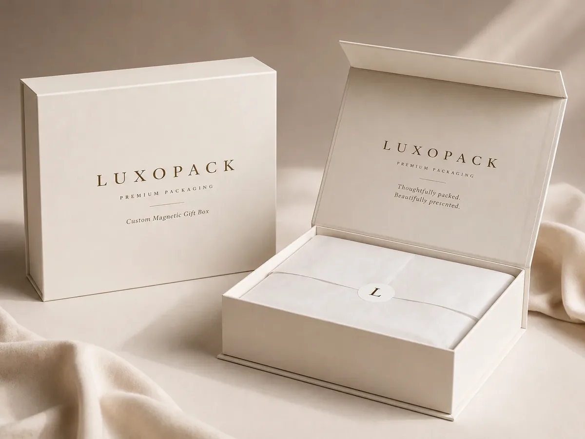 Custom Apparel Magnetic Box cream magnetic closure tissue paper seal sticker China factory direct